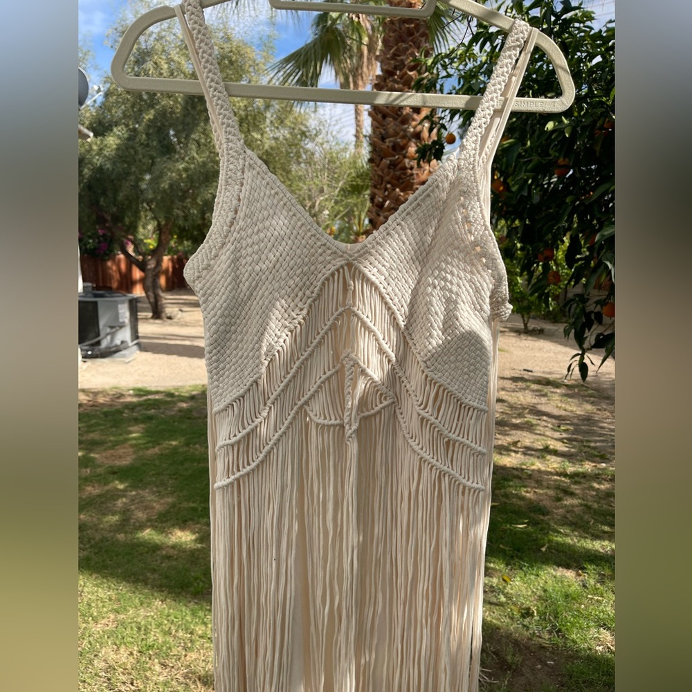 Denim & Supply RL Cream Macramé Fringe Maxi Dress - Picture 2 of 6